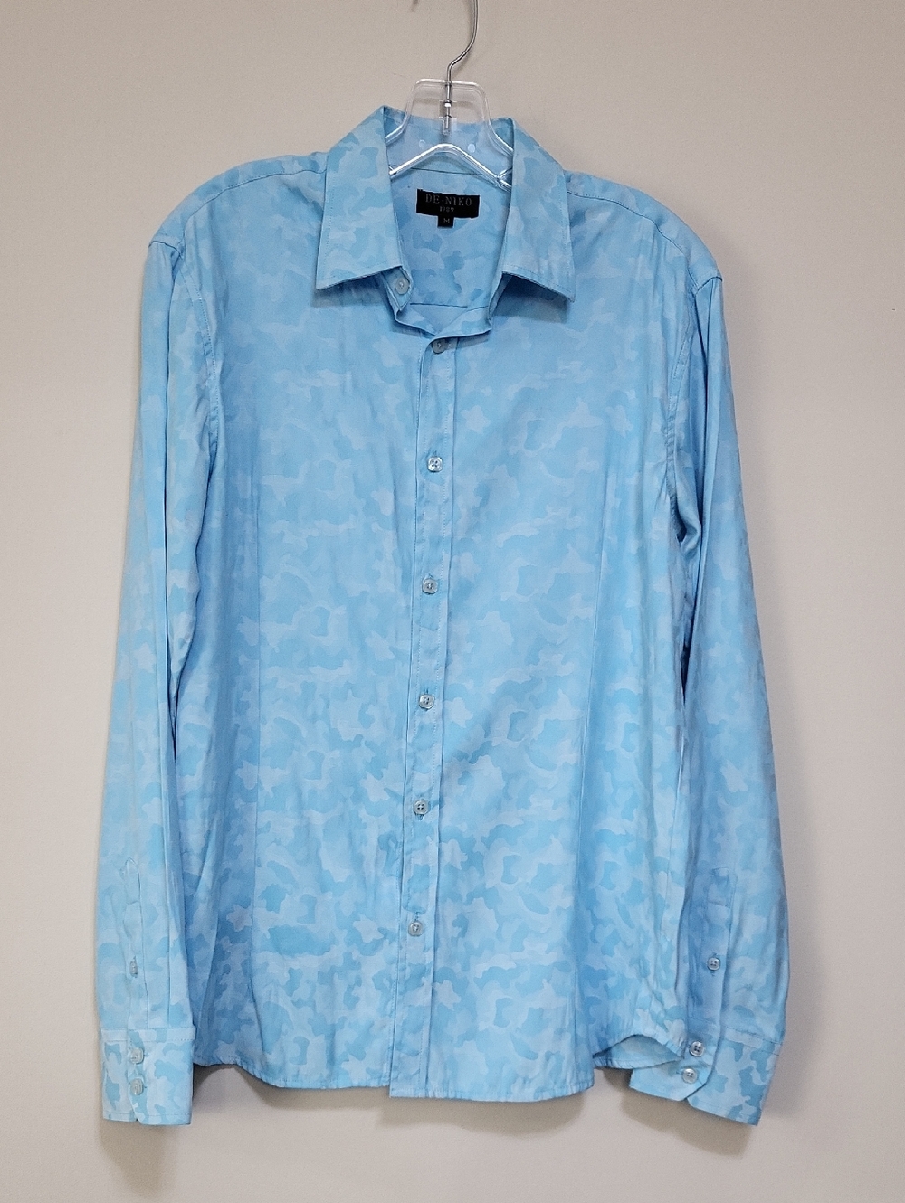 DE-NIKO 1989 Blue Tonal Camo Button-Up Blouse